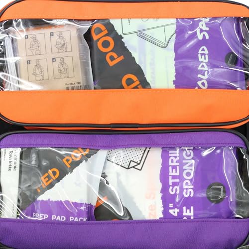 Lightning X Stocked X-Large Modular EMT Medic Trauma Bag w/Emergency Medical Fill Kit Supplies - Orange - color: Orange
