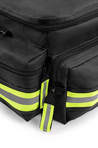 Scherber First Responder Fully-Stocked Professional Essentials EMT/EMS Trauma Kit | HSA/FSA Approved | Reflective Bag w/8 Zippered Pockets & Compartments & 200+ First Aid Supplies - Black - color: Black