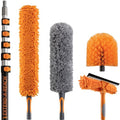 30 Foot High Reach Duster Kit with 5-24 ft Extension Pole for Cleaning | High Ceiling Dusting & Window Cleaning Kit with Telescopic Pole, Window Washer Squeegee, Cobweb Duster, Fan & Feather Dusters - size: 24 feet