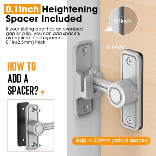 Sliding Barn Door Lock Hardware, 90 Degree Locks for Barn Doors, Flip Gate Latches for Barn, Garden, Bathroom, Outdoor, Garage, Window (Silver) | Flip Gate Latches for Garden, Bathroom, Outdoor, Garage, Window, Barn Doors - color: Silver