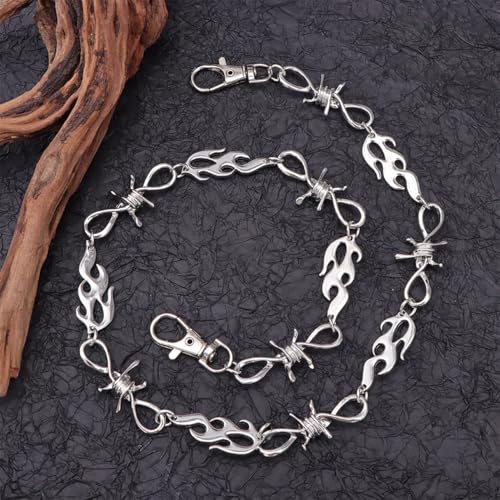 Pants Chains Layer Metal Chain Waist Wallet Keychain Jeans Chains for Men Women Daily Wear - color: Flame Chain