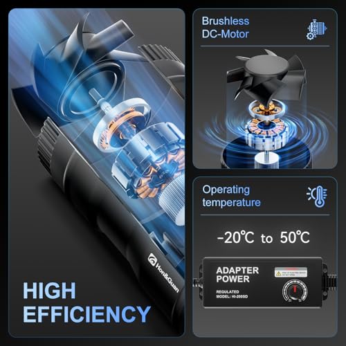 Hon&Guan 8 Inch Inline Booster Duct Fan with Speed Controller - 623 CFM Airflow with 44W Ultra-Low Power and Low Noise - size: 8 Inch