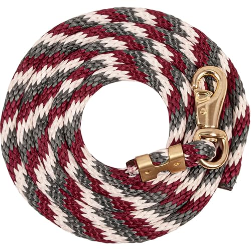 Mustang Poly Lead Rope 9ft. with Bolt Snap - color: Grey/Burgundy/Cream