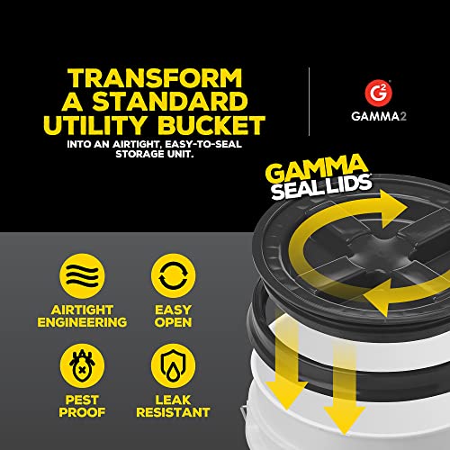 GAMMA2 Gamma Seal Lid - Pet Food Storage Container Lids - Fits 3.5, 5, 6, & 7 Gallon Buckets, Black, Made in USA - color: Black, size: Fits 3.5, 5, 6, & 7 Gallon Buckets