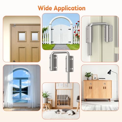 Upgraded Sliding Door Loop Lock, Gate Latches, Silver | 90/180 Degree Patio-Security U-Bolt Latch Lock for Barn Door, Closet, Fence, Window, Multi-Angle, Aluminum Alloy - color: Silver-1PC