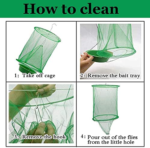 Ranch Fly Trap Outdoor Hanging Reusable with Fishing Apparatus | Food Bait Tray Catcher Cage for Indoor or Outdoor Family Farms, Park (4 Pack) - style: 4 pack