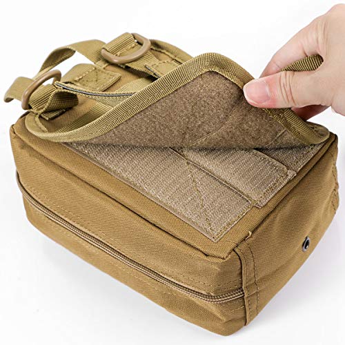 2-Pack First Aid Pouch 1000D Nylon Tactical Molle Medical Pouch Utility Pouch for Outdoor Activities Medical Supplies Bag Only - color: Khaki