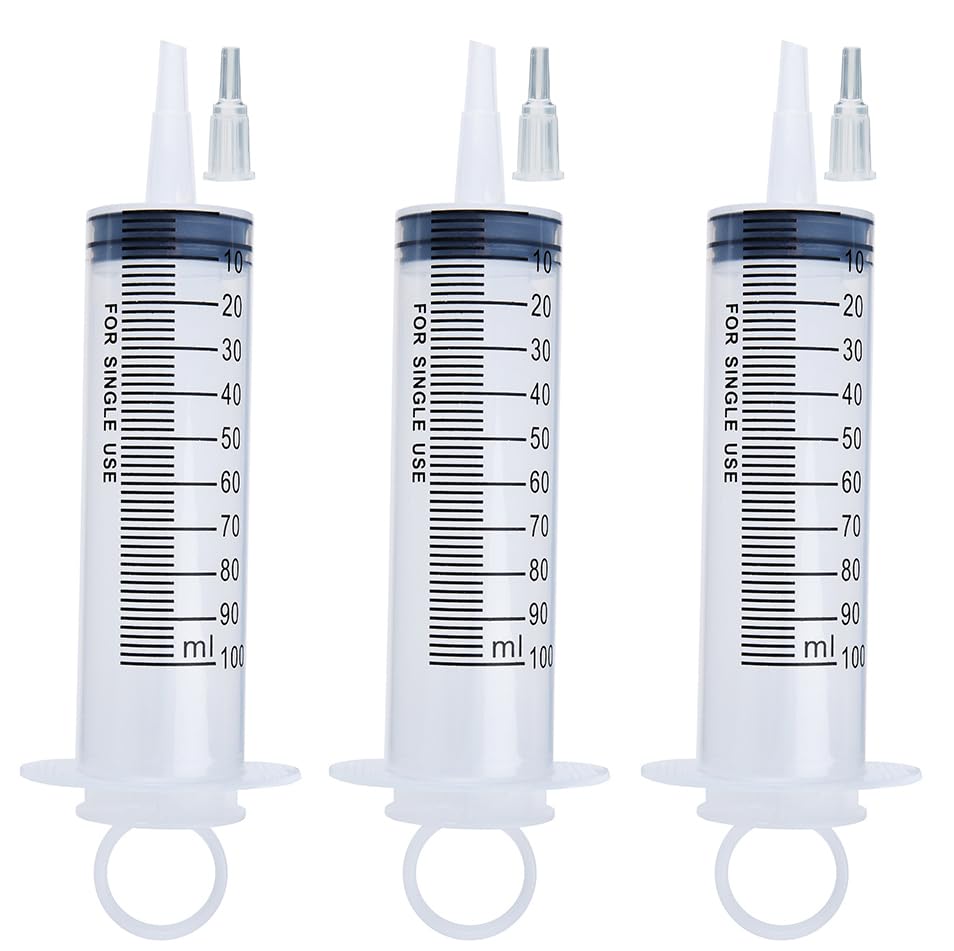 3 Pack 100ml Syringes, Large Garden Syringe for Scientific Labs, Watering, Refilling - style: 100ml