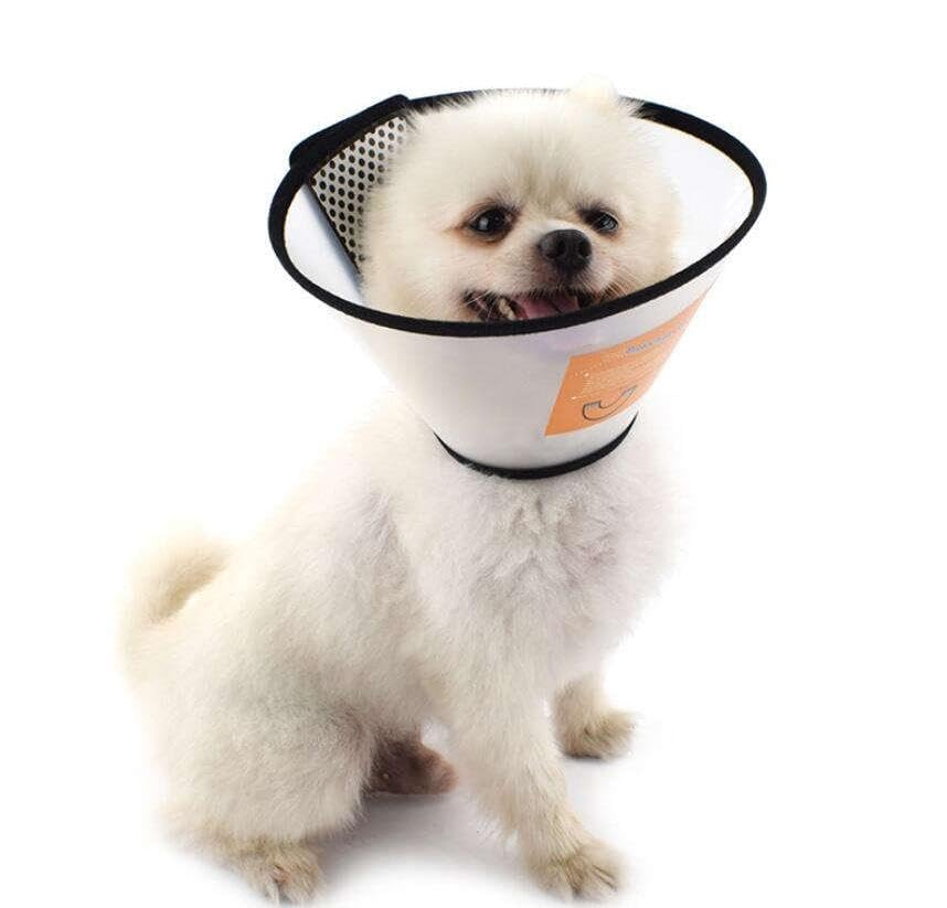 2PCS Adjustable Dog Recovery Cone, Plastic E-Collar for Cats and Dogs, Comfortable Elizabethan Collar to Help Reduce Licking and Scratching, Soft Edge Pet Cone for Large Medium Small Pets, White, S - size: S