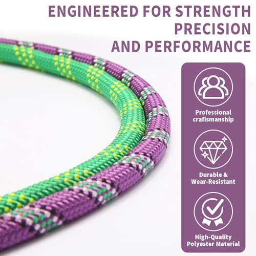 Arborist Rope Tree Climbing Rope(1/2 Inch x 100ft) 48 Strands Bull Rope for Construction Climbing Swing Sailing - size: 1/2 x 100ft, style: Purple