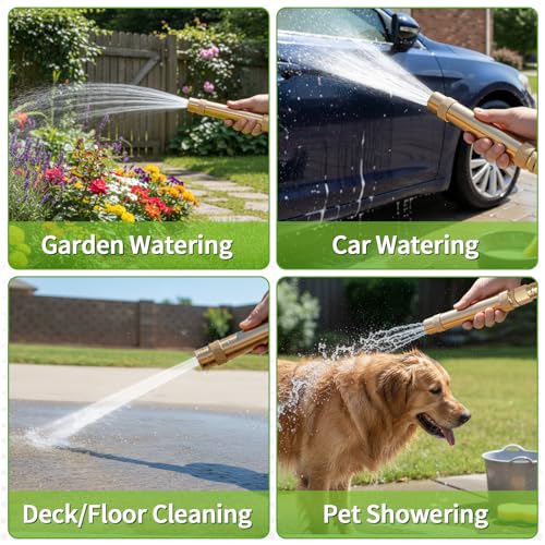 Heavy Duty Brass Twist Hose Nozzle, Adjustable Garden Water Hose Nozzle, 3/4’’ GHT Water Spray for Garden, Lawn, Car Wash & Outdoor Cleaning - style: Twist Adjustable 1