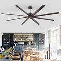 ZMISHIBO 96 Inch Industrial Ceiling Fan without Light, 8 Aluminum Blades | DC Motor, Damp Rated, 6 Speeds, Remote Control, 3 Downrods, Flat/Sloped Ceiling, Commercial, Farmhouse, Garage, Warehouse - color: Oil-bronze, size: 96inch