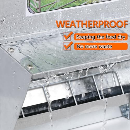 Automatic Chicken Feeder 30lb Capacity | Galvanized Metal Poultry Feeder, Waterproof Chicken Feeder, Suitable for Poultry, Geese, Quails, Bantams, Ducks and Turkey