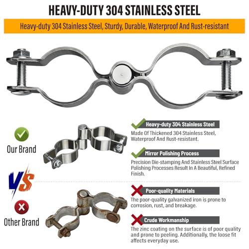 2 Pack 1-5/8" x 1-5/8" Chain Link Fence Gate Hinge, 304 Stainless Steel Heavy Duty Male Female Post Hinges with Bolts and Nuts - color: 1-5/8", size: 1-5/8 Inch