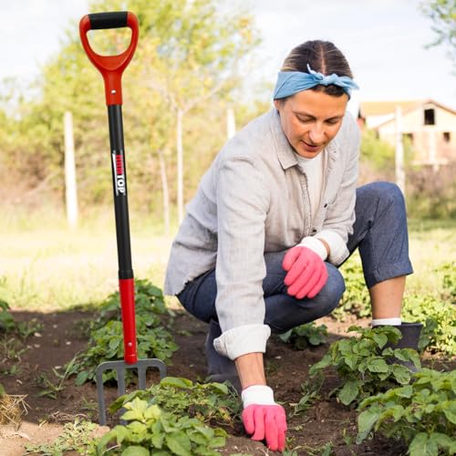 4-Tine Pitch Fork Garden Digging Fork with Fiberglass Handle 43 in | Heavy Duty Full Forged Steel Fork Head,Sturdy Fiberglass Handle,Spading Fork, Pitchfork, For Gardening, For Digging Potato