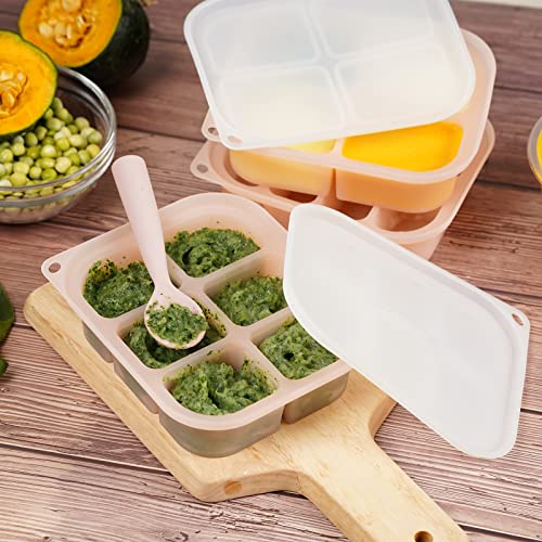 haakaa Silicone Baby Food Tray - Breastmilk Homemade Baby Food Mold - Baby Fresh Food Freezer Tray - Ice Cube Tray - - 4m+ Baby Toddler Kid - Blush - color: Blush, size: Medium