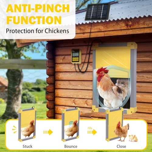 Aivituvin Solar-Powered Automatic Chicken Coop Door with Heating, Weatherproof Auto Opener for Chicken Houses/Duck Runs, Dual Power Modes, Safety Sensor, Easy Installation (Grey) - size: 22.4"L x 3.5"W x 14.6"H
