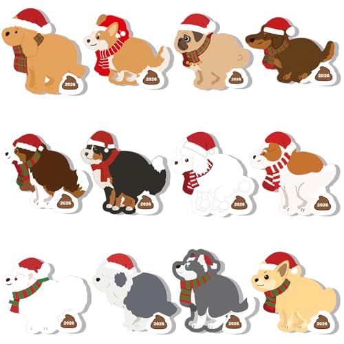 Yinder 24 Pads Dog Poop Sticky Notes Funny Christmas Party Gift | 12 Cute Puppy Designs with Memo Notes, Party Favors for Dog Lovers, Self Adhesive Tabs Office School Veterinary - style: Dog Poop