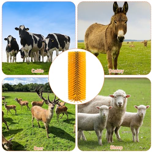 Entire Livestock Scratching Brush Horse Scratcher Full Massage Grooming Brush Animal Back Itch Relief With 16 Screws for Goat，Cattle, Sheep, Horses, Pigs (Yellow)