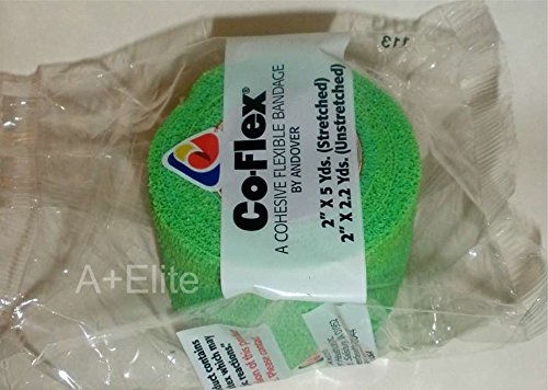 Andover CO-Flex 2"x5Yds Neon Green 3-Pack Cohesive Flexible Elastic Latex Bandage Compression Self Adherent Wrap Kids Children Vet Animals Pets Cats Dogs Horses 3200NG