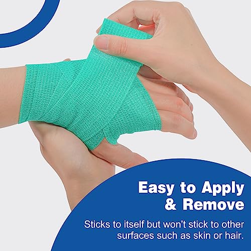 AZEN 8 Pack Self Adhesive Bandage Wrap, 2" X 5 Yards Elastic Cohesive Bandage Wrap, Color Athletic Tape, Vet Wrap, Ankle Tape, Tattoo Grip Tape Wrap - color: Multi-colored