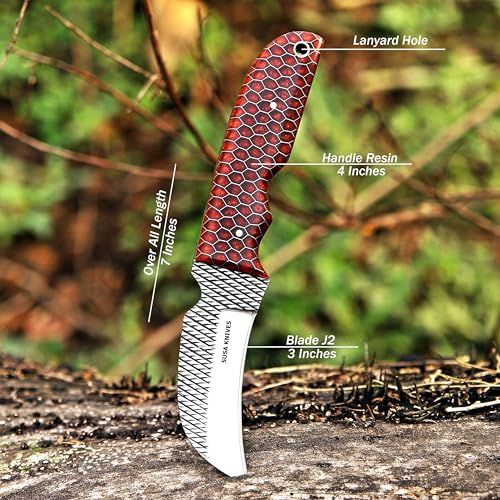 Custom Handmade 7'' fixed blade hoof rasp Hawkbill fixed blade Knife Electricians Knife Lineman’s Hawkbill knife, with pancake leather sheath (HWK COOPER) - color: HWK COOPER