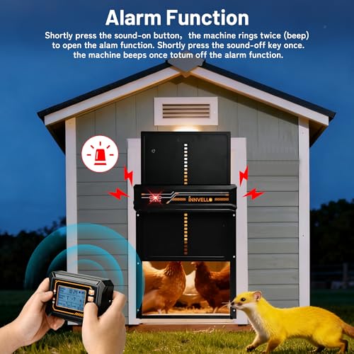 Automatic Chicken Coop Door Solar Powered with Remote Control Setup & LCD Screen, Anti-Pinch Chicken Door, Aluminum Auto Poultry Door with Timer & Light Sensor