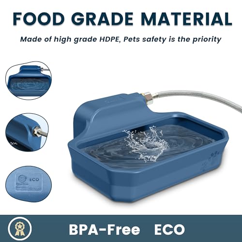 PETIMI Automatic Water Dispenser for Dogs/Cats, 1 Gallon Auto-Fill Dog Water Bowl Dispenser for Indoor/Outdoor, Large Water Feeder for Pets/Livestock, BPA-Free, Wide Mouth, Fits GHT 3/4" Faucet, Blue - color: Blue