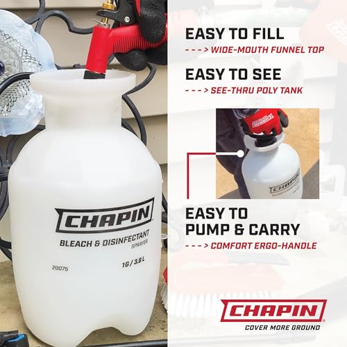 Chapin 1-Gallon Bleach Pump Sprayer, Anti-Clog Design (2 Pack) | Bleach-resistant build for household disinfecting, ideal for covering large surfaces with consistent application - size: 1 Gallon Deluxe, 2Pk
