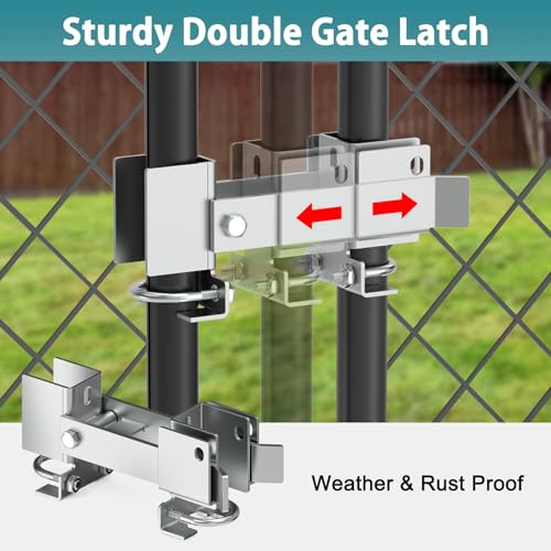 Chain Link Fence Double Gate Latch for 2" Gate Frame Residential Strong Arm Chain Link Fence Gate Latch Double Gate Latches for Metal Gates Swing Gates - color: Silver for 2" Gate Frame