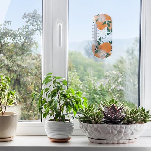 La Crosse 204-1520G 8-inch Analog Capillary Window Thermometer with Oranges - color: Vivid Orange