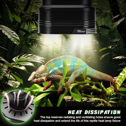 MECESOR Reptile Dual Light Fixture with Dimming Switch and Timer, Deep Dome Reptile Heat Lamp Fixture Double UVB Light Fixture, Double Dome Lamp Fixture for Basking Heat Bulb for Terrariums - size: Timing & Thermostat Dual Lamp Fixture