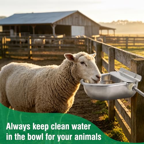 Automatic Horse Waterer Large Livestock Water Bowl 1.35Gal Stainless Steel Trough for Cattle Cow Pig Sheep Pet Dog