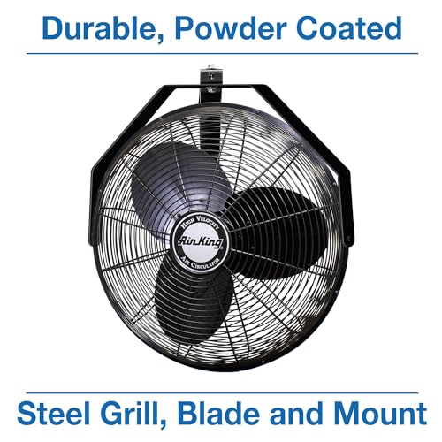 Air King 9518 18-Inch Industrial Grade Wall Mount Fan, 1/6-Horsepower,Black - style: Fan