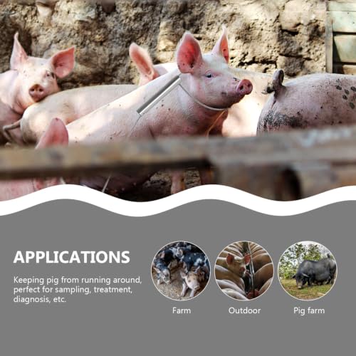 Yardwe 2 Pack Pig Catching Snares, 33.26 Inch Wire Loop Livestock Restraint Tools with Short T-Handles for Ranch and Farm Pig Handling