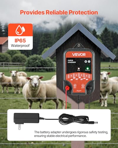 VEVOR Electric Fence Charger, 10kV 2J, AC DC Electric Fence Energizer with LED Indicator, 1.86 Miles Range, Powerful Plug-in Fences Charger, Prevents Wild Animals Intrusion for Livestock Poultry - style: 2J