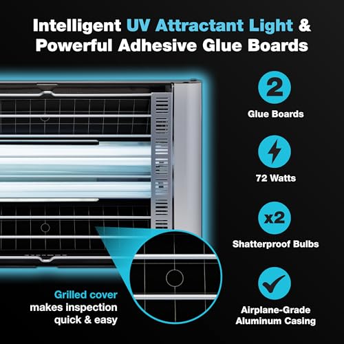 Catchmaster Vector Plasma Grilled Wall-Mounted UV Fly Light Trap - 3,100 sq. ft. Catch Zone, Fly Trap for Dining Rooms & Commercial Kitchens and Fresh & Dry Food Storage, UV Lamp Flying Insect Killer - style: Plasma Grilled - 2,900 sq ft