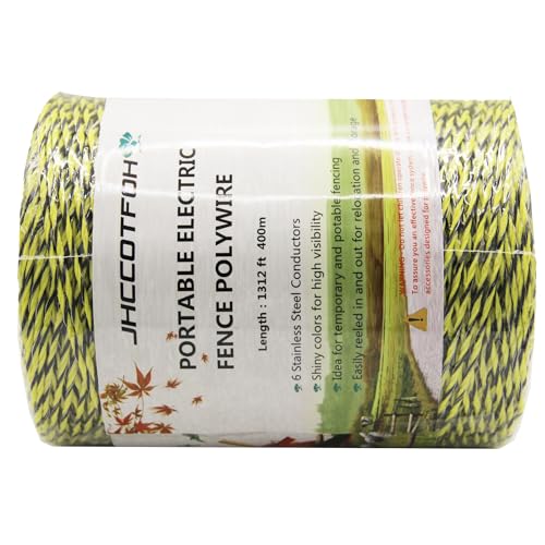 Electric Fence Polywire 1312 Feet，400 Meters 6 Conductors Portable Electric-Fence Rope for Reliable Conductivity and Rust Resistance - size: 1312 Feet