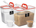 Shazo 2 PC (11L | 372 oz) Flour Sugar Storage Containers with Spout Lid & Easy Carry Handle - BPA Free Extra Large Airtight Food Storage Containers with Lids - Rice Canisters Sets for Kitchen & Pantry - color: Red