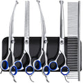 Gimars 7.0in Professional 4CR Stainless Steel Safety Round Tip 6 in 1 Dog Grooming Scissors Heavy Duty Titanium Coated Pet Grooming Scissor for Dogs, Cats and Other Animals - style: 7inch Silver Round Tip 6 in 1 Professional
