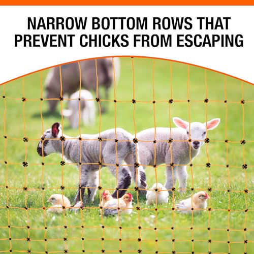 Pet & Livestock HQ Electric Fence Poultry Netting 48" x 164' - Portable Pre-Assembled Electric Net Fencing for Goats, Sheep, Lambs in Farms, Ranches, and Gardens (19 Posts, 2 Spikes) - size: 48" x 164'