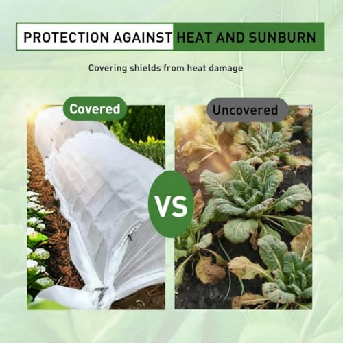 10 x 16.4Ft Plant Sun Protection Cloth, Garden Plant Shade Cloth, Non-Woven White Light Refraction Sunshade Cloth Cover for Protecting Plants Vegetable Rows from Direct Sunlight - size: 10 x 16.4Ft