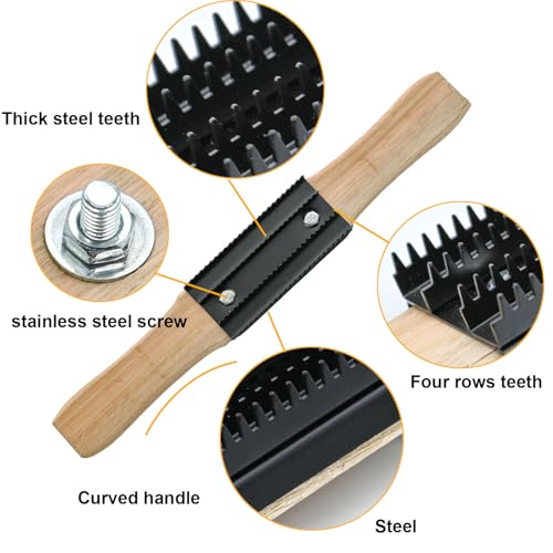Buffer Wheel Rake, Polishing Tool with Stainless Steel Rake Teeth Head and Handle, Dress and Clean Buffing Polishing Wheel & Airway Surface Cleaning - color: Black
