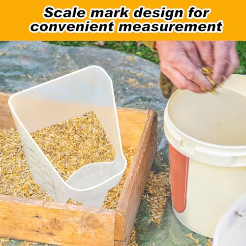 Uiifan 2 Pcs 3 Quart Horse Feed Scoop with Measurements for Farm, White | Heavy Duty Plastic Livestock Measuring Scoop, for Goat, Sheep and Cattle, Barn Feeding of Grain, Pellets, Sweet Feed & Oats - style: White
