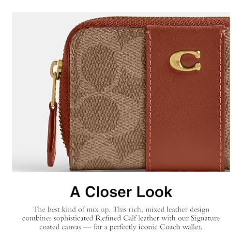 Coach, Women's, Essential Small Zip Around Card Case, Tan Caramel, One Size - color: Tan Caramel, size: One Size
