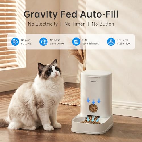 PAWGETHER® Gravity Cat Feeder, 1 Gallon/3.5L Dog Food Dispenser, No-Electricity Automatic Pet Feeder, Auto Refill Food Bowl for Cats & Small, Medium Dogs Easy to Fill - color: Feeder