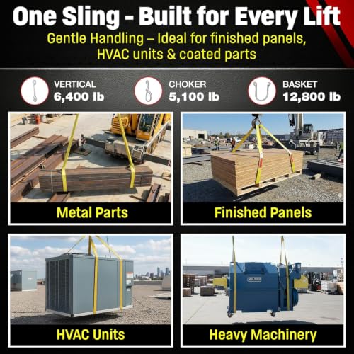 DD Sling (USA Made). 2" wide X (4' to 20' lengths) in Listing! 2 Ply Twisted Eye, Nylon Lifting Slings, Eye & Eye, Heavy Duty (900 webbing), 6,400 lbs Vertical, 5,100 Choker, 12,800 Basket Load Capacity (2inX20ft) - size: 2 in x 20 ft