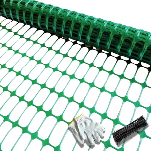 PotatoLife Green Plastic Garden Fence, Extra Strength, 4'x100' | Temporary HDPE Fence for Construction, Landscape, Snow, Animal & Pet Barrier, Easy to Install, Cut to Size, with 50 Zip Ties - color: Green, size: 4' x 100'