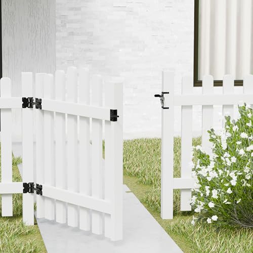 Heavy Duty Self-Closing Gate Hinge and Self-Locking Latch Hardware Kit | Stainless Steel Automatic Gate Hardware Kit for Wooden/Vinyl/PVC Fence Gate with Screws and Adjuster Tool, 2 Pack