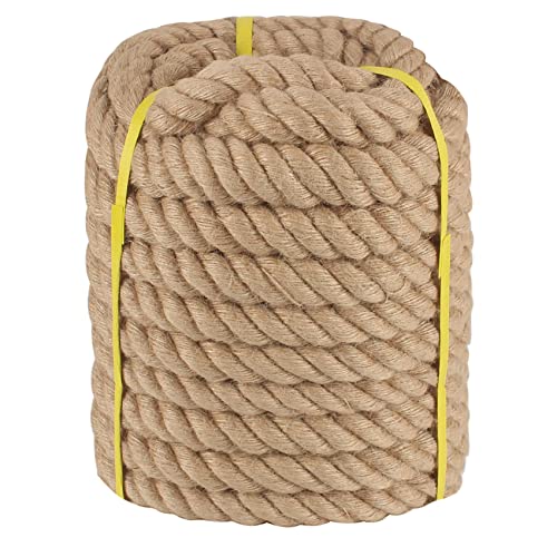 Twisted Manila Rope 1-1/2 in x 100 ft Rope Thick Hemp Ropes Natural Jute Ropes for Railing Docks Tug of War Decorating Crafts Nautical Landscaping Swing Hammock - size: 1-1/2inch x 100feet